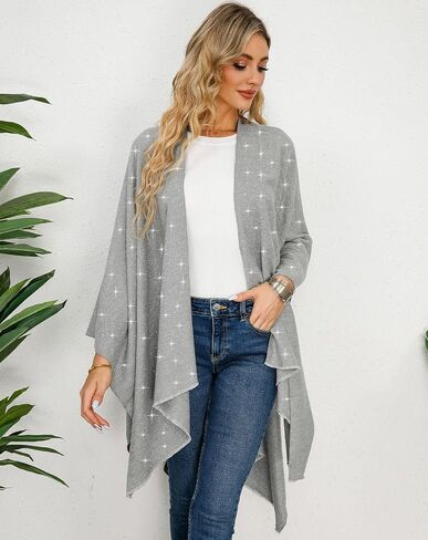 REEMONDE Womens Rhinestones Open Front Poncho Shawl Wrap Cape Ruana Travel Blanket Cardigan in Kuwait