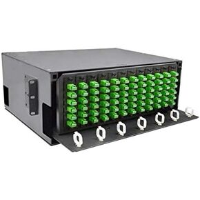 CableWholesale 4U Fiber Optic Rackmount Patch لوحة تصحيح ، تحتوي على 12 لوحات/وحدات محول LGX -(تفريغ) ، باب صلب ، معطف مسحوق أسود in Kuwait