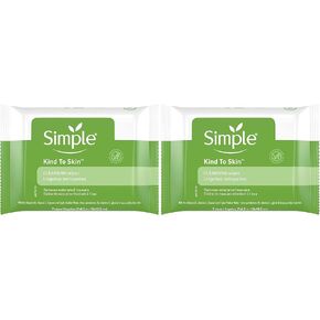 Simple Kind to Skin Facial Cleansing Wipes Cleanser & Makeup Remover Cleansing Removes Waterproof Mascara 7 Wipes in Kuwait