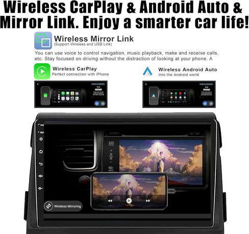 Android 14 Car Radio for Ford F150 2009-2014 with Wireless CarPlay & Android Auto, 4+32G 9" HD Touchscreen Ford F-150 Stereo, SWC, AM/FM/RDS, HD Backup Camera in Kuwait
