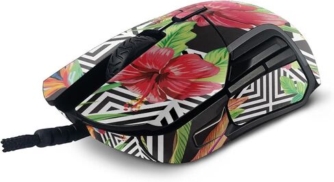 MightySkins Skin Compatible with SteelSeries Rival 5 Gaming Mouse - Pop Hibiscus | Protective, Durable, and Unique Vinyl Decal wrap Cover | Easy to Apply, Remove, and Change Styles | Made in The USA in Saudi Arabia