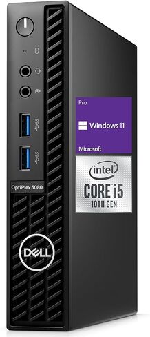 Dell OptiPlex 3000 Series 3080 Micro Form Factor Desktop, Intel Core i5-10500T, 32GB RAM, 1TB PCIe SSD, Wi-Fi 5, Bluetooth, Wired KB & Mouse, HDMI, DP, RJ45, Antenna, Windows 11 Pro, Black in Saudi Arabia