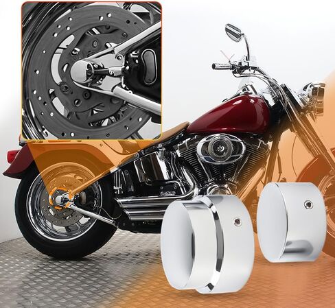 Rear Axle Cap Nut Covers, Motorcycle Rear Axle Cover Cap Nut Bolt Kit, Compatible with Harley Touring Electra Road Glide Softail - Silver in Saudi Arabia