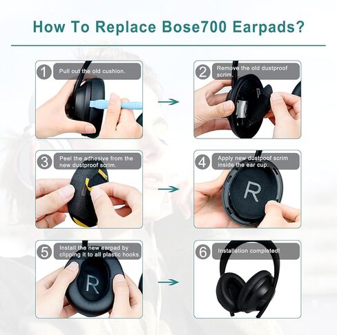 GVoears أذن منصات الاستبدال لـ Bose 700 إلغاء سماعات الرأس ، ورغوة الذاكرة الناعمة ووسائد أذن البروتين الجلدية لـ Bose NC700 (أسود) in Kuwait
