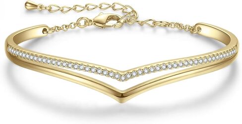 Praelinos Minimalistic Bracelets for Women White/Rose Gold Plated Charm Silver Tone Bracelet 5A Cubic Zirconia Jewelry Christmas Birthday Valentine Mother's Day Gifts for Mom Women Girlfriend Wife Her in Kuwait