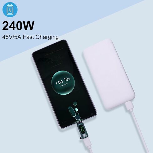 Poyiccot USB C Extender 80Gbps, 240W USB Type C Extension Adapter to Switch LED Digital Dispaly, 8K@60Hz USB C Male to Female Adapter for Thunderbolt 5/4, MacBook, iMac, 2Pack in Black in Saudi Arabia