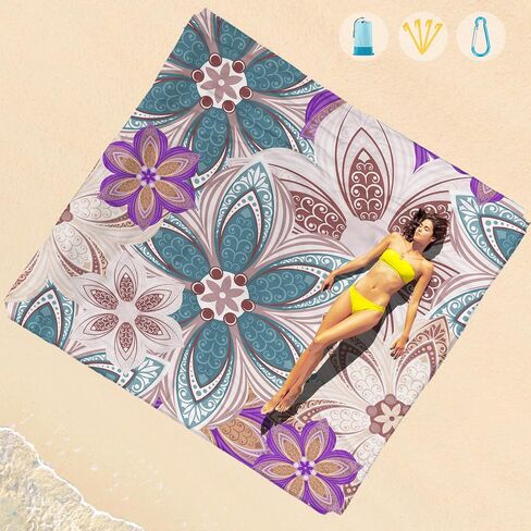Beach Blanket Waterproof Sandproof 1-7 Adult Oversized 78 '' × 81 '' Lightweight Durable Compact Sand Free Extra Large Beach Mat for Travel Camping Hiking Picnic Blanket in Saudi Arabia