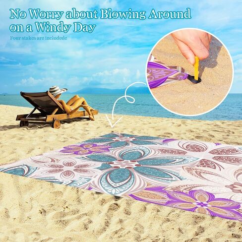Beach Blanket Waterproof Sandproof 1-7 Adult Oversized 78 '' × 81 '' Lightweight Durable Compact Sand Free Extra Large Beach Mat for Travel Camping Hiking Picnic Blanket in Saudi Arabia