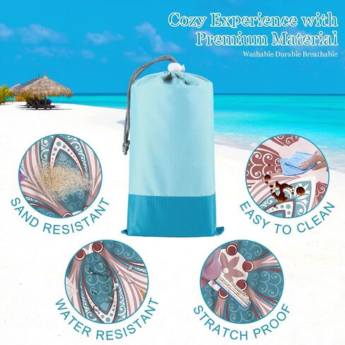 Beach Blanket Waterproof Sandproof 1-7 Adult Oversized 78 '' × 81 '' Lightweight Durable Compact Sand Free Extra Large Beach Mat for Travel Camping Hiking Picnic Blanket in Saudi Arabia