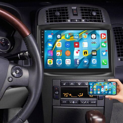 Stereo Double Din Car Stereo لـ Cadillac CTS 2003-2007 ، لـ SRX 2004-2008 مع Carplay اللاسلكي و Android Auto ، 10 بوصة الشاشة التي تعمل باللمس. in Kuwait
