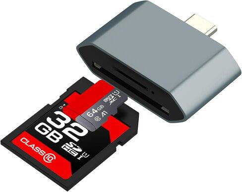 USB C To SD Card Reader Adapter (2in1) لـ Apple iPhone 16 15 Pro Max Type C Digital Camera Micro SD TF Memory Transfer Drive Storage Offic in Kuwait