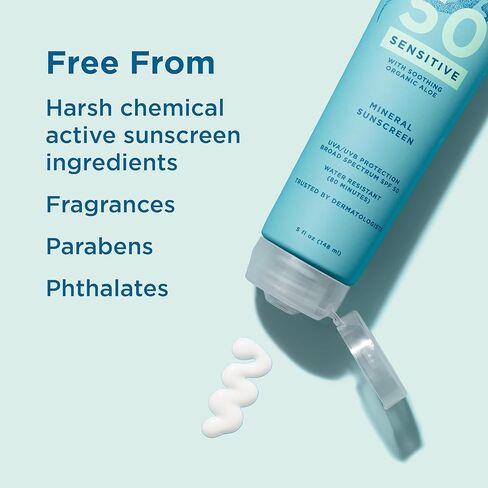 (260 مل) - واقي من أشعة الشمس يحتوي على عناصر معدنية للبشرة الحساسة من بلو ليزارد - بدون مواد كيميائية - حماية من الأشعة فوق البنفسجية فئة A والأشعة فوق البنفسجية فئة B، 260 مل in Kuwait