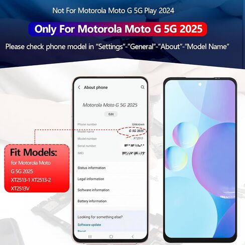 Ywlrong for Motorola Moto G 5G 2025 استبدال الشاشة لـ Moto G 5G 2025 XT2513-1 XT2513-2 XT2513V LCD Display Discloat Digitizer Assembly Assembly Adminiz in Saudi Arabia