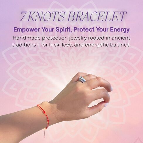 Magic Allure 7 Chakra bracelet Handmade Red Cord with crystal beads. Perfect for spiritual balance, healing and aligning energy. Yoga Gifts. Adjustable Cord for Adults, Women and Men. in Saudi Arabia