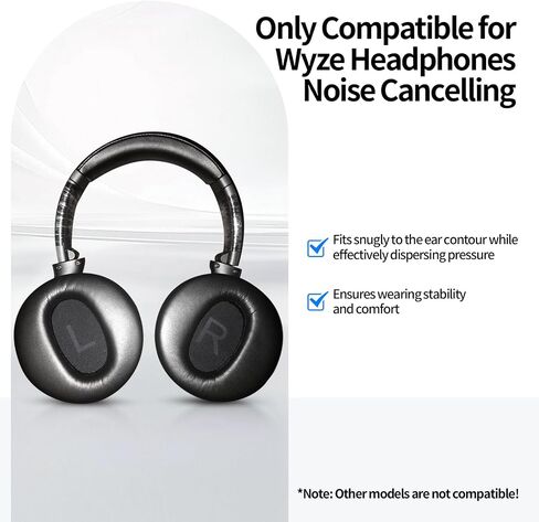 Headphones Replacement Ear Pads for Wyze Noise Cancelling Over Ear Headphones Ear Cushions Cover Repair Part (Black) in Saudi Arabia