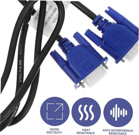 POPETPOP 2pcs VGA Data Cable for PC Projector and Monitor High Definition VGA Connector 6ft Length Compatible Computers and Projectors in Saudi Arabia
