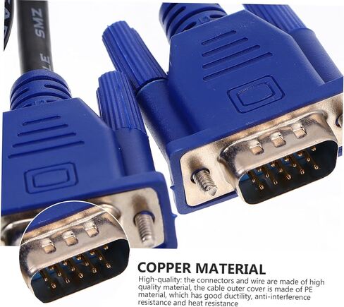 POPETPOP 2pcs VGA Data Cable for PC Projector and Monitor High Definition VGA Connector 6ft Length Compatible Computers and Projectors in Saudi Arabia
