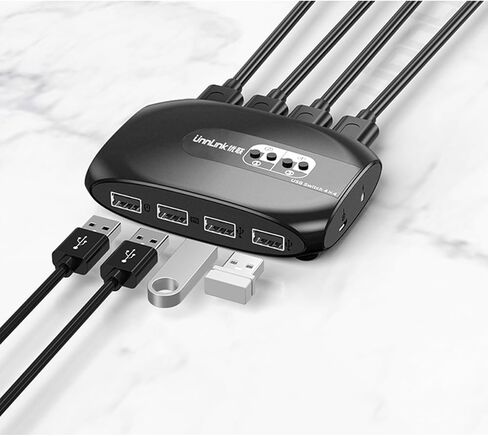 KVM Switch موزع USB 4 منفذ - مشاركة لوحة المفاتيح ، الماوس ، محرك أقراص USB وطابعة للتحكم السلس في أنظمة متعددة in Saudi Arabia