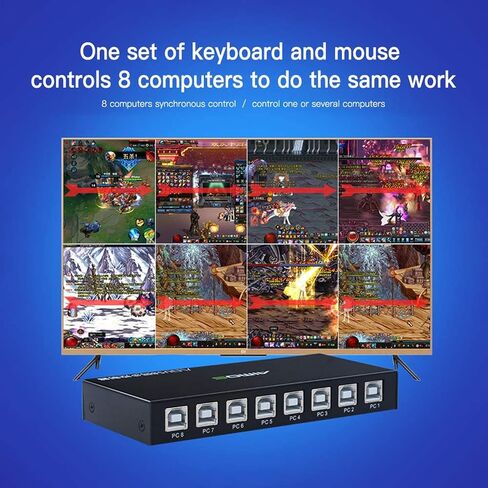 8 -Port USB Synchronizer - DNF Control Control Controller ، USB Keyboard and Mouse KVM Switch/Distributor for Gaming Studios ، Surveillance Surveillan in Kuwait
