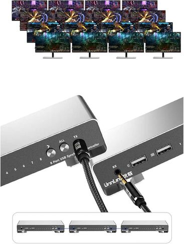 8 -port USB KVM Switch - لوحة المفاتيح المعدنية ومزامنة الماوس للألعاب والمكاتب والأمن وأورام مراقبة سوق الأوراق المالية - مشاركة USB متعددة الوظائف للحصول على الأداء الأمثل in Kuwait