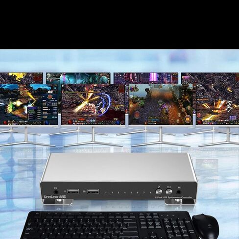 8 -port USB KVM Switch - لوحة المفاتيح المعدنية ومزامنة الماوس للألعاب والمكاتب والأمن وأورام مراقبة سوق الأوراق المالية - مشاركة USB متعددة الوظائف للحصول على الأداء الأمثل in Kuwait