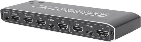 EBTOOLS 4K 60Hz Kvm Switcher, 2 in 2 Out USB 3.0, Dual Display, Sound Support, 2 Monitors 2 Computers, with Remote Control, 3.5 Mm Sound Jack Port, 4 Hd Multimedia Interface Sources in Saudi Arabia