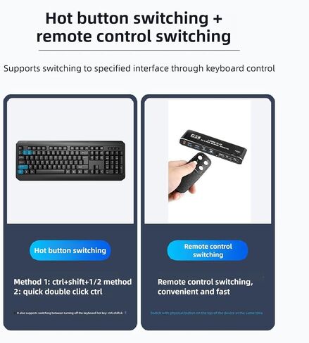 EBTOOLS 4K 60Hz Kvm Switcher, 2 in 2 Out USB 3.0, Dual Display, Sound Support, 2 Monitors 2 Computers, with Remote Control, 3.5 Mm Sound Jack Port, 4 Hd Multimedia Interface Sources in Saudi Arabia