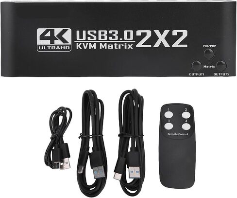 EBTOOLS 4K 60Hz Kvm Switcher, 2 in 2 Out USB 3.0, Dual Display, Sound Support, 2 Monitors 2 Computers, with Remote Control, 3.5 Mm Sound Jack Port, 4 Hd Multimedia Interface Sources in Saudi Arabia