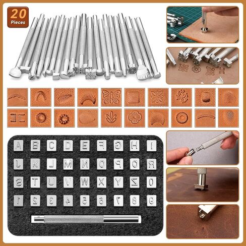 Jupean 458 Pieces Leather Kits, Leather Working Tools, Leathercraft Tools and Supplies with Instruction, Tool Holder, Leather Stamps Set, Prong Punch, Hole Hollow Punch for Leather Craft Working in Saudi Arabia