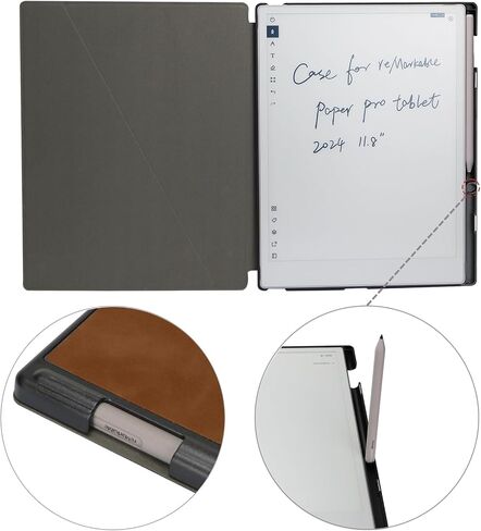 Case for Remarkable Paper Tablet 11.8" 2024 Released, Slim Lightweight Leather Book Folio Cover with Built-in Pen Holder (Gray) in Saudi Arabia