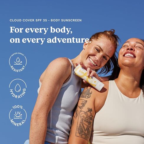 غطاء كينفيلد كلاود - واقي شمسي للجسم معدني مع عامل حماية من الشمس واسع النطاق SPF 35 - مقاوم للماء والعرق - عناية بالبشرة خالية من القسوة وآمنة على الشعاب المرجانية - 4 أونصة / 114 جم in Saudi Arabia