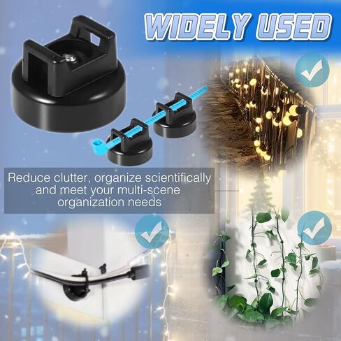 12Pcs Magnetic Cable Zip Tie Mounts with Duty Zip | Multipurpose Magnetic Cable Holder for Cable Management | Includes Adhesive Tabs for Non-metal Surfaces, Suitable for Walls, Tables and Cars in Saudi Arabia