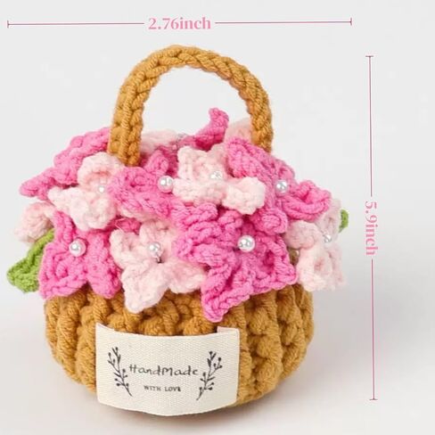 Bohemia Car Plant Crochet Hanging Basket Hanging Plant for Car Decor Car Accessories Cute Potted Plants Crochet Car Ornament Rear View Mirror Accessories Car Ornament for Friends Female in Saudi Arabia