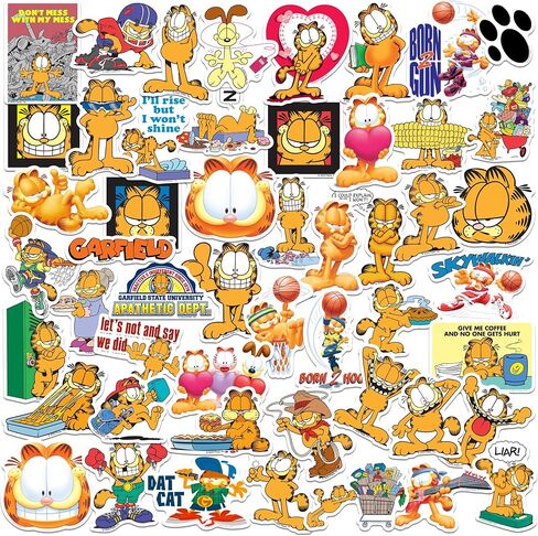 Garfield Variety 50ct vinyl deluxe standsers مجموعة متنوعة الحزمة - كمبيوتر محمول ، زجاجة ماء ، سكرابوكينغ ، جهاز لوحي ، لوح التزلج ، داخلي/في الهواء الطلق in Kuwait