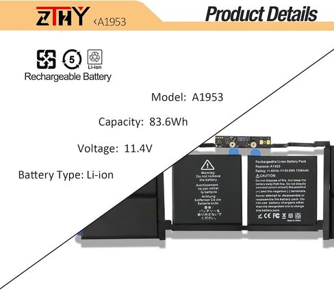 A1990 A1953 بطارية الكمبيوتر المحمول لـ MacBook Pro 15 "Touch Bar A1990 EMC 3215 3359 BTO CTO MID 2018 2019 MV902LL/A MV912LL/A MV922LL/A MV932LL/A MV942LL/A MV952LL/A MV912B/أ in Saudi Arabia
