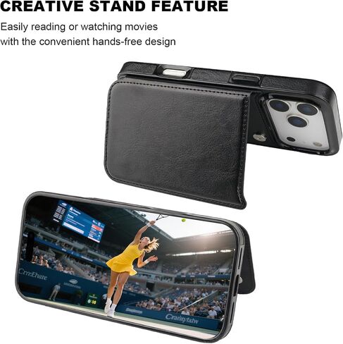 ONETOP for iPhone 17 Pro Max Wallet Case with Credit Card Holder,Black | Kickstand,ID/Cash Holder,Case Wallet with Card Slots,Double Magnetic Clasp,Durable PU Leather Shockproof Cover for Women Men in Saudi Arabia