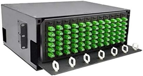 CableWholesale 4U Fiber Optic Rackmount Patch لوحة تصحيح ، تحتوي على 12 لوحات/وحدات محول LGX -(تفريغ) ، باب صلب ، معطف مسحوق أسود in Kuwait