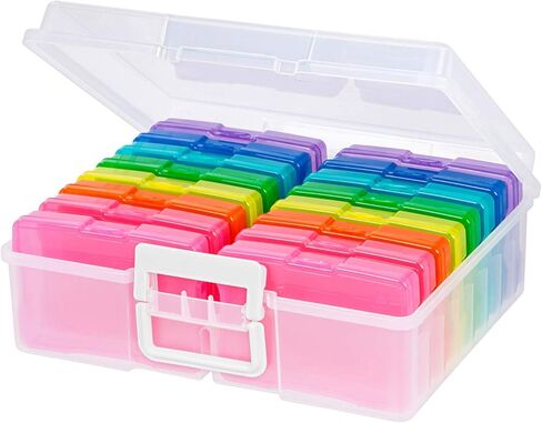 Recollections Photo Box and Craft Keeper, Multicolor – Clear Photo Storage Box Includes 16 Mini Colorful Cases in Saudi Arabia