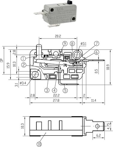 مفتاح باب ميكروويف KW3A ، مجموعات قطع غيار إصلاح فرن الميكروويف ، 16A 125/250V الباب ، DIOD in Saudi Arabia