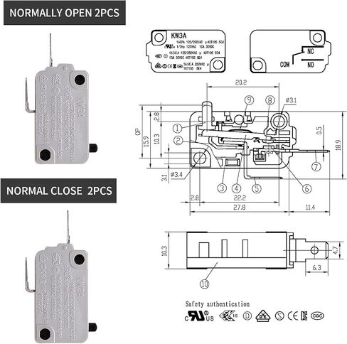 مفتاح باب ميكروويف KW3A ، مجموعات قطع غيار إصلاح فرن الميكروويف ، 16A 125/250V الباب ، DIOD in Saudi Arabia