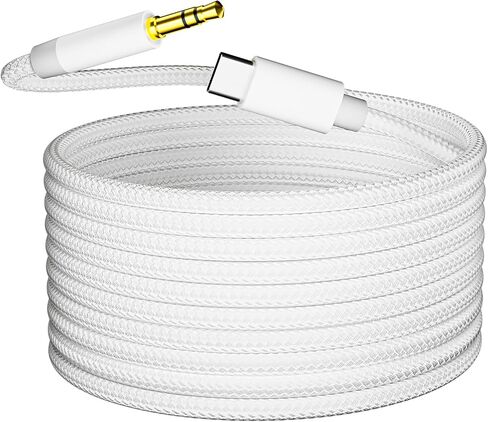 USB C to 3.5mm Audio Cable (6.6ft), Type C to 3.5mm Headphone Car Stereo Cord Compatible for iPhone 16/15 Pro Max, Samsung S24/S23, iPad Pro, Pixel 5/6, Car Stereo, Hi-Fi Sound, DAC Supported in Saudi Arabia