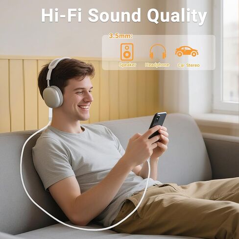 USB C to 3.5mm Audio Cable (6.6ft), Type C to 3.5mm Headphone Car Stereo Cord Compatible for iPhone 16/15 Pro Max, Samsung S24/S23, iPad Pro, Pixel 5/6, Car Stereo, Hi-Fi Sound, DAC Supported in Saudi Arabia