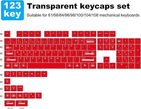 CyberTactile Transparent Keycaps,Crystal Ceramic Custom Key Cap Set 123 Keys,Cherry Profile Red Transparent Style for MX Mechanical Keyboards (60% 65% 75% 80% 100%) in Saudi Arabia