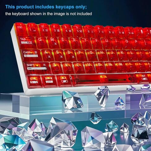 CyberTactile Transparent Keycaps,Crystal Ceramic Custom Key Cap Set 123 Keys,Cherry Profile Red Transparent Style for MX Mechanical Keyboards (60% 65% 75% 80% 100%) in Saudi Arabia
