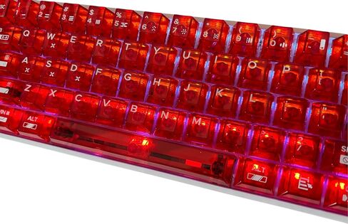 CyberTactile Transparent Keycaps,Crystal Ceramic Custom Key Cap Set 123 Keys,Cherry Profile Red Transparent Style for MX Mechanical Keyboards (60% 65% 75% 80% 100%) in Saudi Arabia