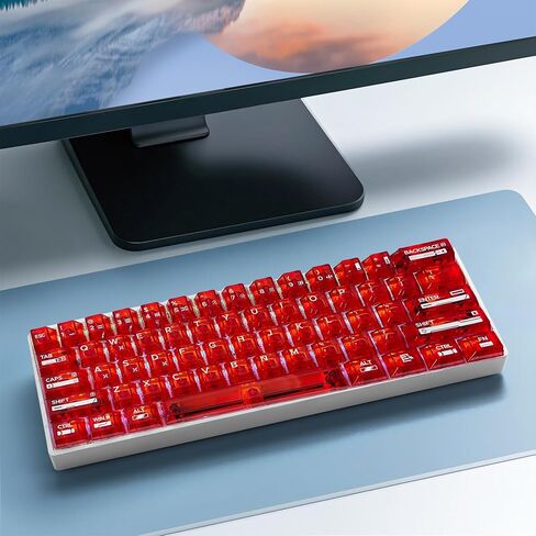 CyberTactile Transparent Keycaps,Crystal Ceramic Custom Key Cap Set 123 Keys,Cherry Profile Red Transparent Style for MX Mechanical Keyboards (60% 65% 75% 80% 100%) in Saudi Arabia