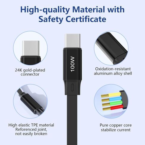 100W قابلة للسحب USB C Multi 5-in-1 USB A/Type C إلى Lightning/USB C/Micro iPhone Charger Cable ، Fast Apple Charging Cord iPhone 15 14 13 12 Pro Max XS XR X 8 7 6 Plus SE/Samsung/iPad Pro-Black in Kuwait
