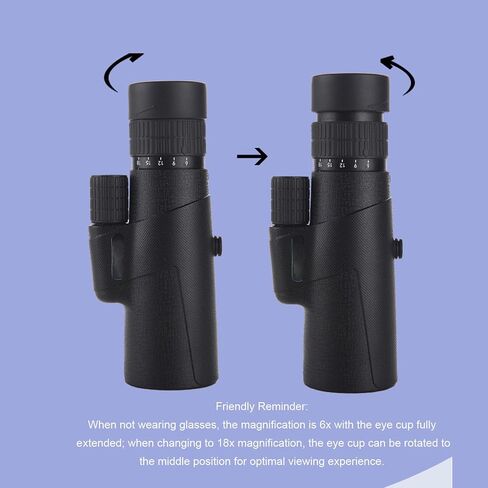 6x18 Zoom Monocular Telescope, High Power, Fully Multicoated Lenses with Storage Bag Mirror Rope Cleaning Cloth Non Slip Grip for Bird Watching Travel Camping Outdoor in Saudi Arabia