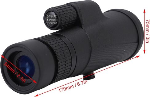 6x18 Zoom Monocular Telescope, High Power, Fully Multicoated Lenses with Storage Bag Mirror Rope Cleaning Cloth Non Slip Grip for Bird Watching Travel Camping Outdoor in Saudi Arabia