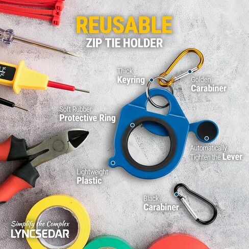 Zip Tie Holder, 4-Pack WYGB Assorted Colors Reusable Cable Tie Holder, No.5 Carabiner, ABS Plastic, Outdoor Use, Heavy Duty Ziptie Organizer Clip for Electrician Tool Belt Wrap Storage in Saudi Arabia